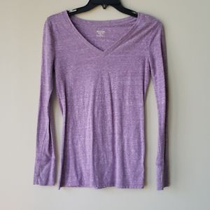 Heathered Purple V Neck Longsleeve